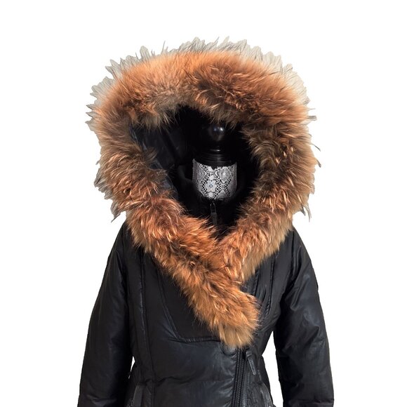 Rudsak Atelier Noir Sandra down Jacket Double Layer Zipper Real Fur Black size M - Picture 7 of 16